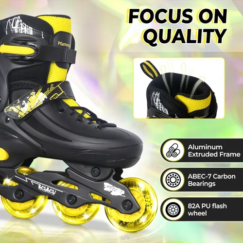 Miniatura 2 de MammyGol Patines en línea ajustables para niños, jóvenes y adultos, todas las ruedas se iluminan, patines de ruedas con cuchillas para interiores