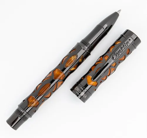 Miniatura 4 de Conklin Conklin Pen Company - Bolígrafo de punta redonda Endura Deco Crest en naranja con detalles de oro rosa, instrumento de escritura recargable