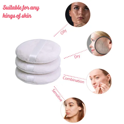 Miniatura 5 de Topwon Soplo de polvo de 4 pulgadas, lavable de cuerpo grande para limpieza facial, maquillaje y mezcla de base de polvo, suave y peludo 3 PAQUETES