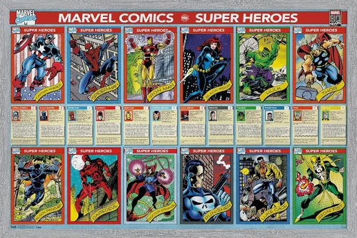 Miniatura 15 de Trends International Marvel Comics - Marvel 80th Anniversary - Cards Wall Poster, 14.725" x 22.375", Barnwood Framed Version