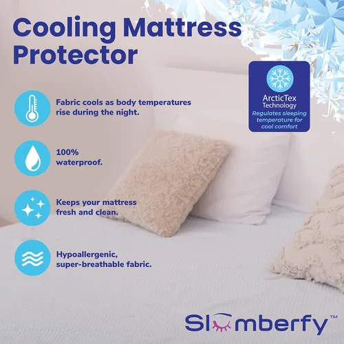 Miniatura 2 de Slumberfy Protector de colchón refrescante, impermeable, tamaño King, hipoalergénico, silencioso, lavable, 76 x 80 pulgadas