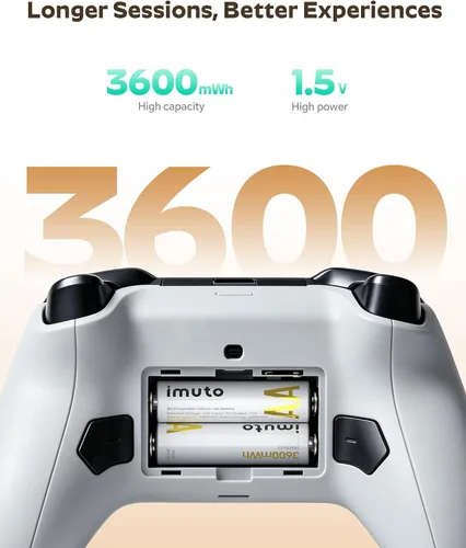 Miniatura 3 de imuto Baterías recargables AA, baterías de litio de 3600 mWh AA, paquete de 4, salida de 1.5 V 2 A, doble batería, vida útil de más de 1600 ciclos