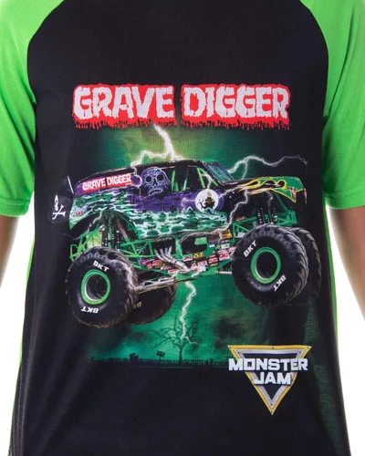 Miniatura 2 de INTIMO Monster Jam Grave Digger Monster Truck - Conjunto de pijama de 2 piezas para niño Negro