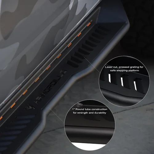 Miniatura 3 de Armordillo FX - Estribos LED secuenciales compatibles con Jeep Wrangler 2018-2023, Jeep Wrangler 4xe 2021-2023, modelo de 4 puertas, cuerpo JL