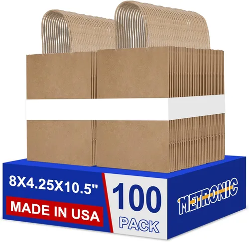 Miniatura 20 de Metronic - Bolsas de regalo de papel kraft con asas de 16 x 6 x 12 pulgadas, paquete de 6000 Para Navidad, recuerdos de fiesta de cumpleaños