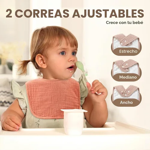 Miniatura 3 de POIKSHARK Paquete de 6 baberos de muselina unisex para niños y niñas, baberos de algodón, baberos de babeo y dentición para bebés Neutro