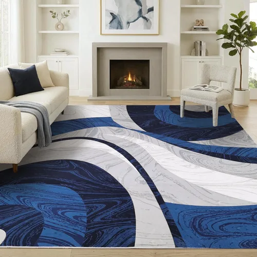 Miniatura 14 de Yafa Home Fashion Alfombra moderna y contemporánea con diseño de remolinos, lujosa, elegante y moderna (negro/gris, 2 pies x 3 pies)