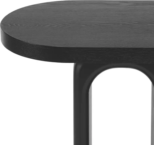 Miniatura 9 de 50" Modern Art Sculptural Console Table, Oval Cutout Legs, Wood Veneer, Thick Rounded Tabletop, Contemporary Entryway Sofa Table for Living Room