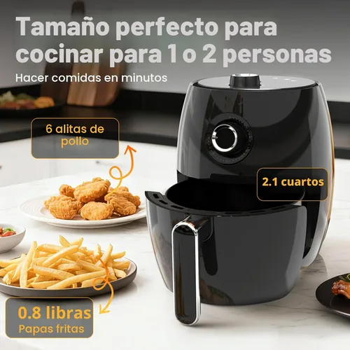 Miniatura 6 de Freidora de aire compacta pequeña, 2.1 cuartos de galón, 4 en 1 pequeña mini freidora de aire compacta, hornear, asar, recalentar, 98% menos