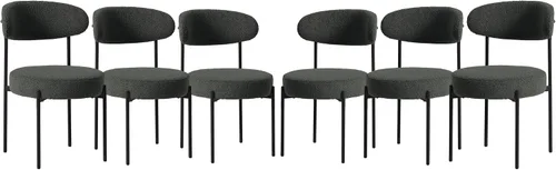 Miniatura 15 de WestinTrends Alexandria Mid-Century - Sillas de comedor redondas tapizadas de sherpa (juego de 2), color gris carbón
