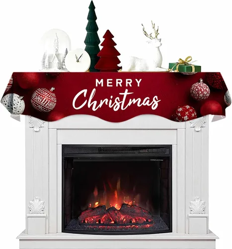 Miniatura 18 de NYZE Bufanda para Repisa de Chimenea Navideña 60 x 17 Pulgadas Cubierta Decorativa para Repisa de Chimenea de Navidad Camino de Mesa para Repisa