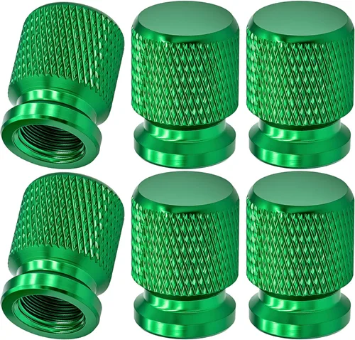 Miniatura 53 de 4 piezas de tapas de válvula de rueda con estilo púas, cubiertas universales de válvula de rueda de aleación de aluminio a prueba de polvo