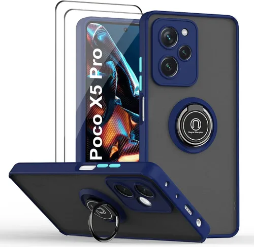 Miniatura 9 de QUIETIP Funda compatible con Xiaomi Poco X5 Pro 5G con protector de pantalla, TPU + policarbonato duro a prueba de golpes, anillo magnético