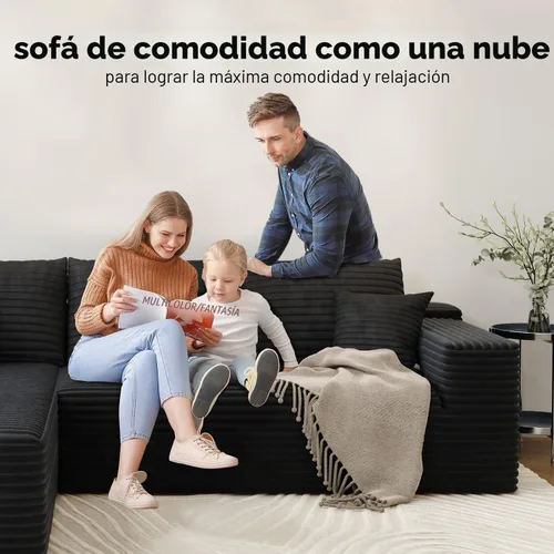 Miniatura 7 de Sofá seccional modular Cloud de 107.5 pulgadas con 1 otomana, sofás tapizados modernos minimalistas, cómodo sofá en forma de U para sala de estar