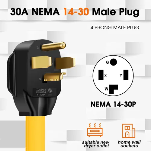 Miniatura 2 de Cable adaptador de cargador NEMA 14-30P a 14-50R EV, 125V/250V, 4 clavijas, enchufe macho a 50 amperios 4 clavijas hembra EV para carga de nivel 2