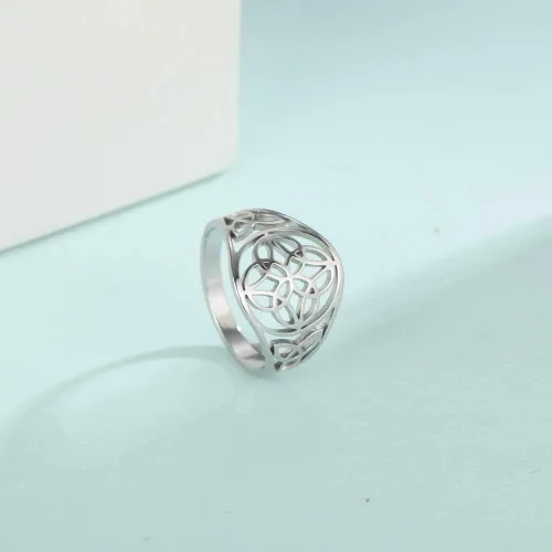 Miniatura 23 de TEAMER Anillo de nudo de brujas, amuleto celta de acero inoxidable, joyería vintage para mujer