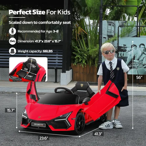 Miniatura 3 de ELEMARA Coches eléctricos Lamborghini para niños con puertas de tijera, coche de batería con control remoto para niños, coche de paseo de 12 V