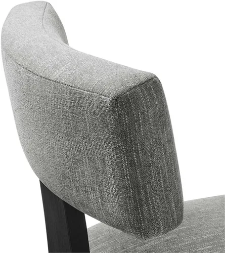 Miniatura 8 de Modway Nalani - Juego de 2 sillas de comedor sin brazos en tejido jaspeado, gris y negro, sillas auxiliares contemporáneas con patas de madera