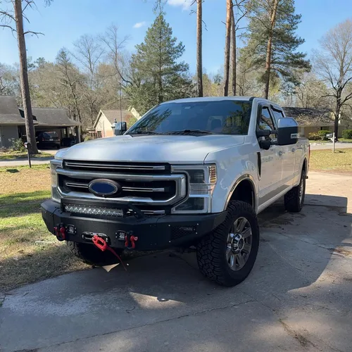 Miniatura 6 de BESTZHEYU Parachoques delantero compatible con F250 F350 F450 2017 2018 2019 2020 2021 2022 con placa de cabrestante y luces LED