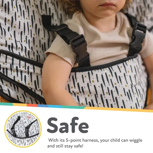 Miniatura 5 de Nuby On The Go Silla de viaje portátil para bebés y niños pequeños, correas ajustables de seguridad de 5 puntos, más de 6 meses, se pliega en una