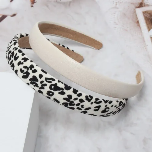 Miniatura 7 de Cuizhiyu Diademas con estampado de leopardo para mujeres y niñas, diadema de 0.8 in de ancho, diadema de poliuretano sólido, accesorios