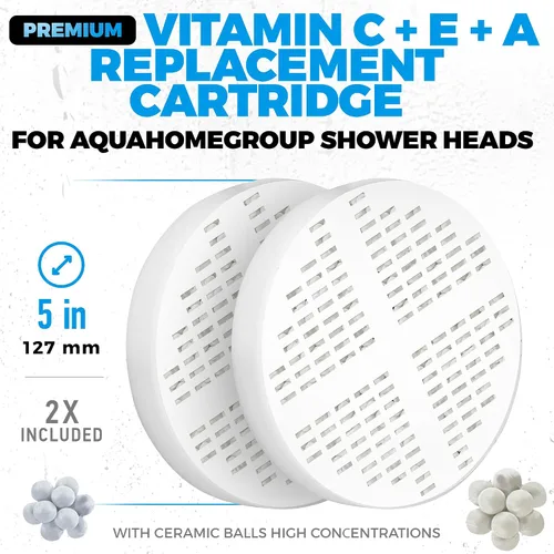 Miniatura 4 de AquaHomeGroup Cartucho de repuesto para filtro de ducha de vitamina C + E + A (paquete de 2) - Filtro de ducha infundido con vitaminas para una
