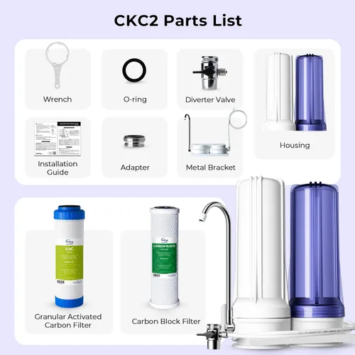 Miniatura 7 de iSpring CKC2 - Filtro de agua para encimera de 2 etapas, certificado NSF/ANSI 58, reduce PFAS, cloro, sedimentos y olor, 8000 galones, hasta 12