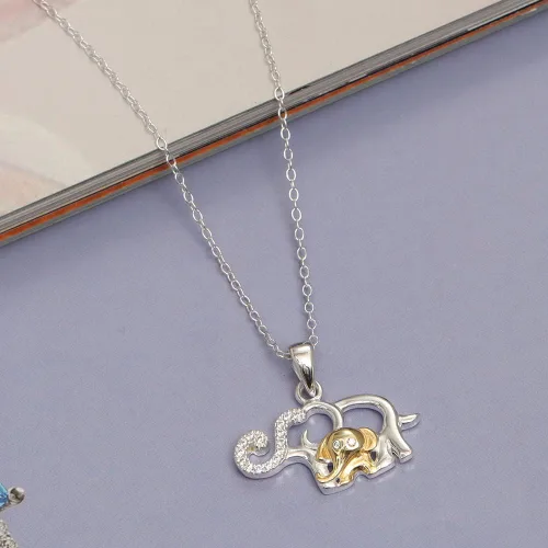 Miniatura 5 de LeCalla Collar de plata de ley 925 con colgante de elefante de buena suerte con diseño de animales de buena suerte, regalo de joyería para mujeres