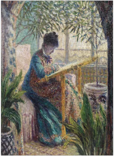 Miniatura 9 de MyPuzzle Madame Monet Embroidering 1875 by Claude Monet - Rompecabezas prémium de 100 piezas para adultos