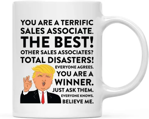Miniatura 11 de Andaz Press Round 11 oz taza de té de cerámica para café divertido presidente Donald Trump regalo de Navidad, You are a Terrific Aquatic Biologist