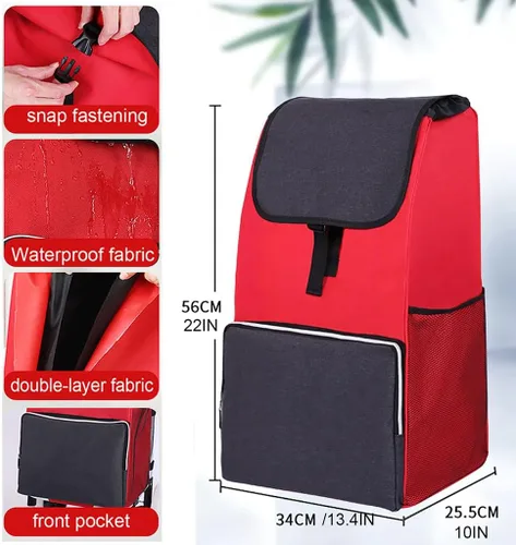 Miniatura 2 de Bolsa de repuesto para carrito de compras, bolsa de repuesto impermeable con bolsillos laterales y bolsillo frontal, para marco de aleación