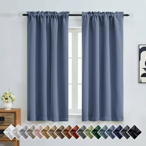 Miniatura 272 de OVZME Cortinas opacas turquesa para tratamiento de ventanas pequeñas, cortinas cortas con bloqueo de luz para ventana de cocina sobre el fregadero