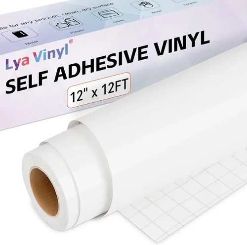 Miniatura 22 de Lya Vinyl Paquete de 12 vinilos permanentes de color rosa intenso brillante, hojas de vinilo autoadhesivas de 12 x 12 pulgadas para calcomanías