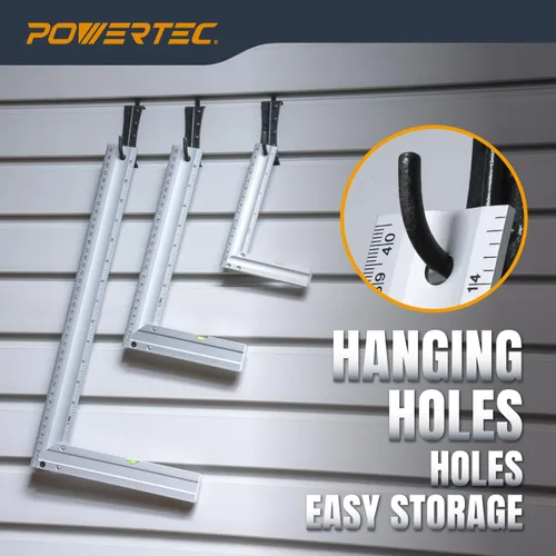 Miniatura 9 de POWERTEC Reglas rectas de aluminio para maquinista de 38 pulgadas y escuadra en L de 3 piezas, para verificar deformaciones de superficie