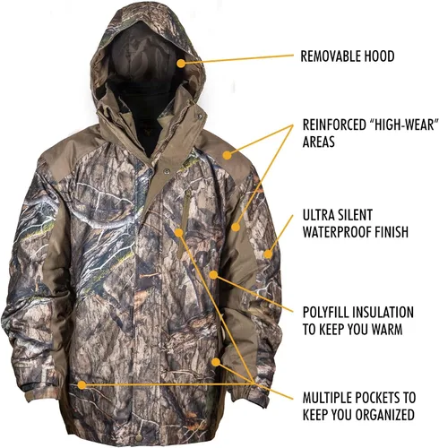 Miniatura 2 de Hot Shot Parka de caza de camuflaje 3 en 1 para hombre, impermeable, capucha extraíble, versatilidad durante todo el año