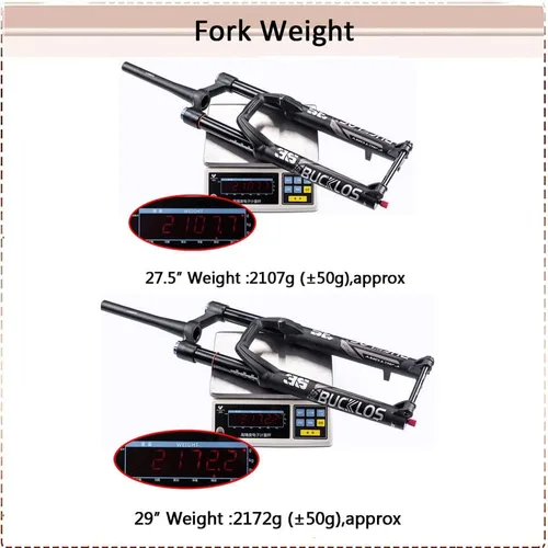 Miniatura 9 de BUCKLOS Horquilla de suspensión neumática MTB 27.5 29 4.331 * 0.591 in Boost AM E-Bike cónica, viaje 6.299 in 1.417 in tubo interior a través