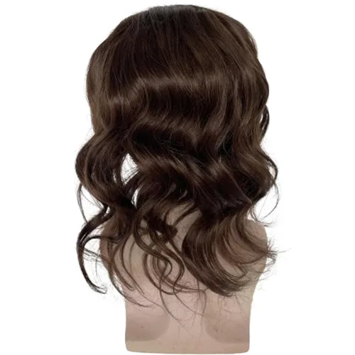 Miniatura 3 de Voloria Sistema de reemplazo de cabello tipo tupé de 12 pulgadas de largo para hombre, encaje suizo frontal, línea capilar natural, pelo de piel