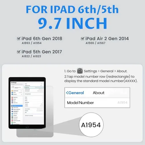Miniatura 2 de OYEEICE Funda de teclado para iPad 6ª/5ª generación de 9.7 pulgadas, teclado inalámbrico desmontable retroiluminado de 7 colores, cubierta magnética