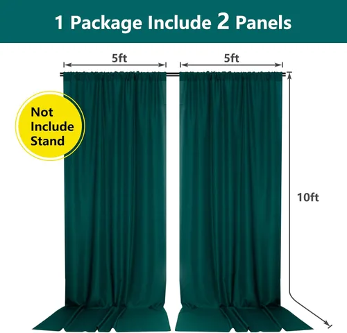 Miniatura 2 de MYSKY HOME Cortinas de 10 pies x 10 pies Verde Cazador Cortinas de Fondo para Fiestas Bodas Escenario Cortinas con Bolsillo para Barra Cortinas