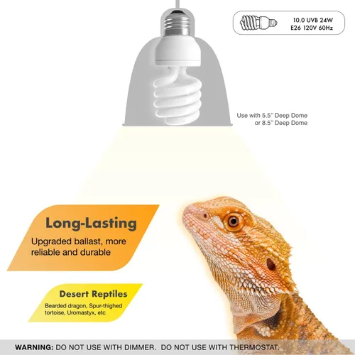 Miniatura 6 de Luz de reptil UVB, paquete de 2 bombillas UVB de 10.0 24 W, lámpara de bombilla de reptil UVA UVB para dragón barbudo, tortuga, bombillas UV