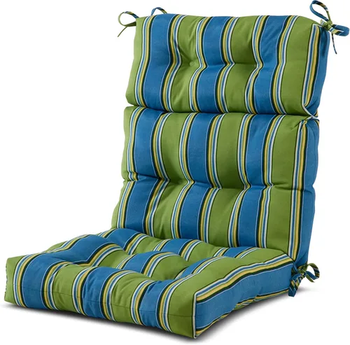 Miniatura 82 de Cojines para silla de respaldo alto para exteriores, diseño de asiento y respaldo con bisagras de una pieza, reversibles con 4 lazos, tela