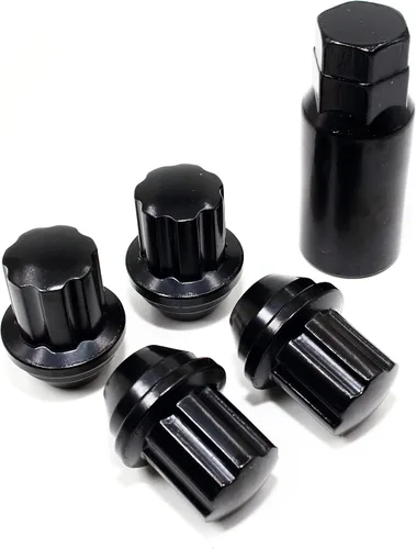 Miniatura 2 de Juego de 4 tuercas de rueda Veritek 14x1.5mm 38mm de longitud con llave hexagonal de 21mm y 22mm, negras, grandes, con asiento cónico