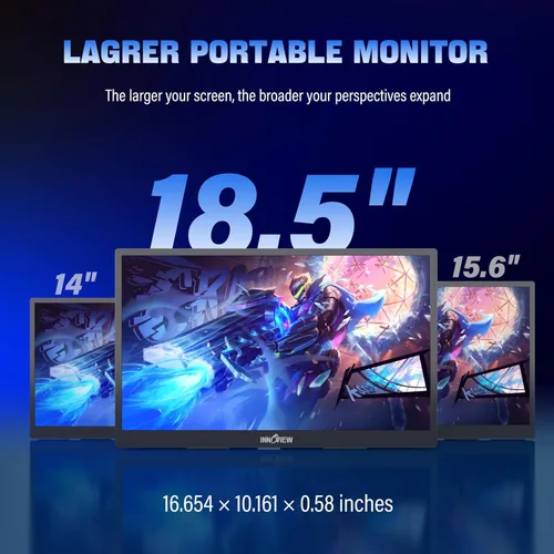 Miniatura 2 de InnoView Monitor portátil 2K para laptop de 18.5 pulgadas, 2560 x 1440p, QHD 120Hz, 100% sRGB, USB-C, HDMI, estándar, HDMI, segunda pantalla
