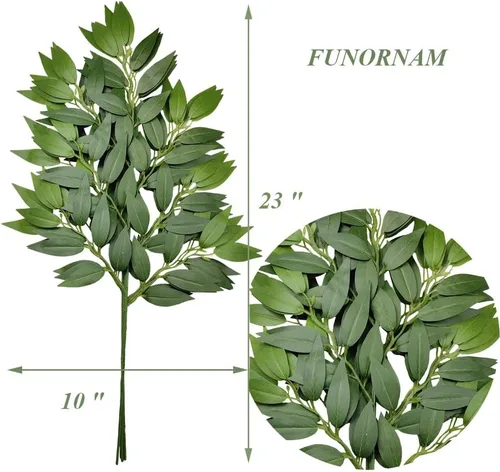 Miniatura 6 de 12 tallos de vegetación de ruscus italiano de seda artificial, hojas verdes, guirnaldas de vides, aerosol colgante para bricolaje, arco, boda, ramo