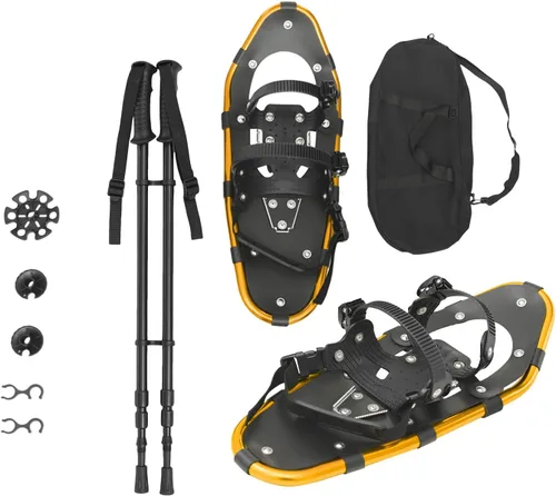 Raquetas de nieve de 21/25 pulgadas con bastones de senderismo ajustables, juego de raquetas de nieve de aluminio ligero para hombres, mujeres,