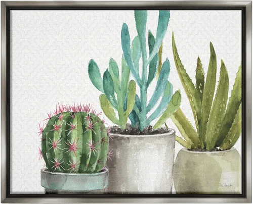 Miniatura 10 de Stupell Industries Patrón de suculentas modernas Pintura de acuarela verde y gris, diseño de Lisa Audit Flotador negro enmarcado