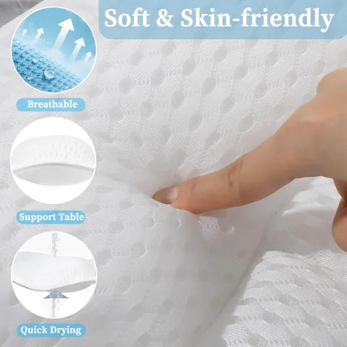 Miniatura 3 de AmazeFan Almohada de baño de lujo, almohada ergonómica para bañera y spa con tecnología de malla de aire 4D y 6 ventosas, ayuda a apoyar la cabeza