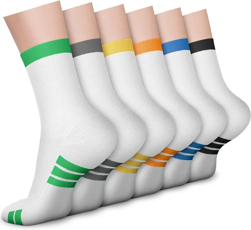 FEYHAY Compression Socks (6 Pairs) 15-20 mmHg is BEST Graduated Athletic & Daily for Men & Women Running Travel