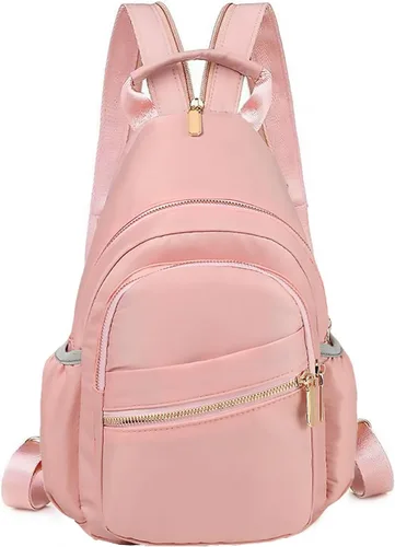 Miniatura 6 de YAZEKOUS - Mochila cruzada tipo bandolera mini para mujeres, convertible, pequeña mochila para viajes, para senderismo, mochila de día Z Rosa
