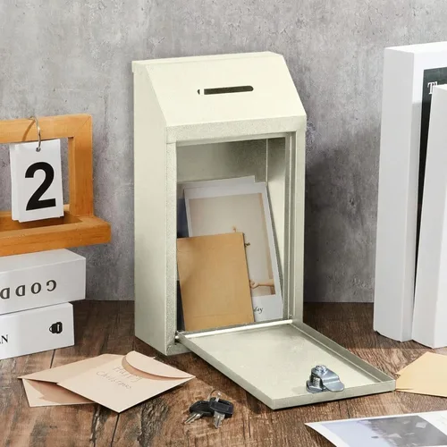 Miniatura 7 de Yaocom Caja de Recolectión de Donaciones de Efectivo de Metal Caja de Sugerencias Segura con Cerradura Montada en la Pared Buzón de Entrega Pasto